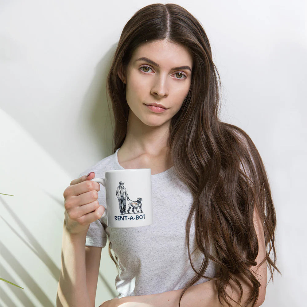 Rent-A-Bot White Glossy Mug